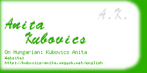 anita kubovics business card